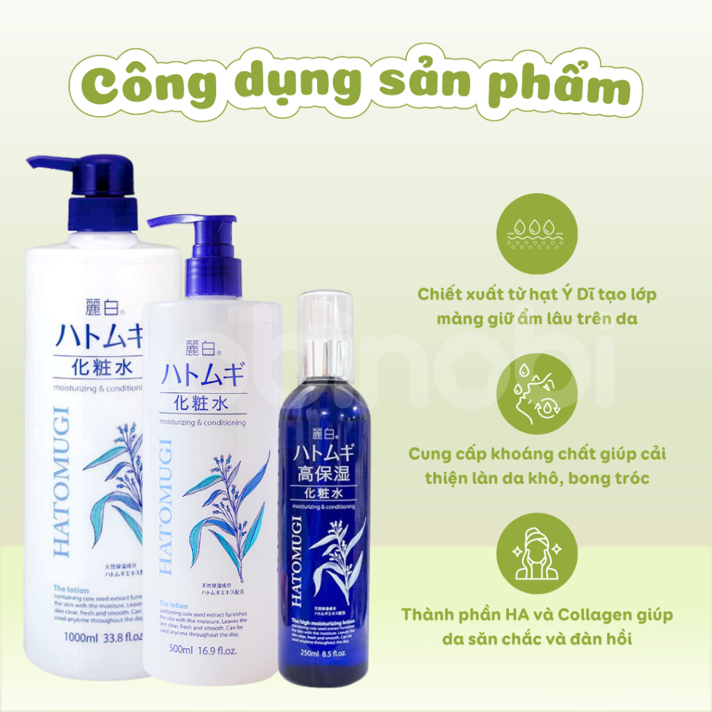 Toner/ Nước hoa hồng dưỡng ẩm và làm sáng da Reihaku Hatomugi Lotion (1000ml)
