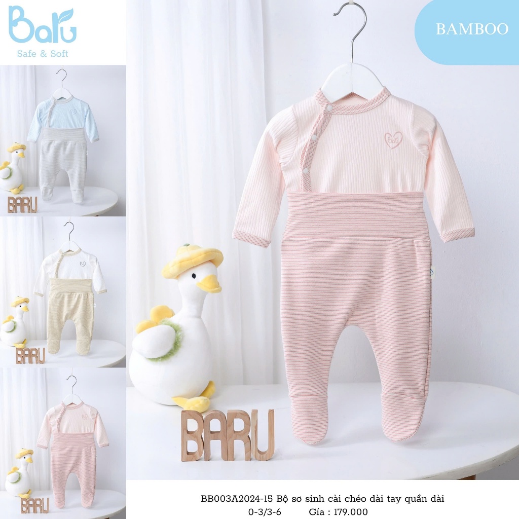 Bộ sơ sinh cài chéo dài tay quần dài