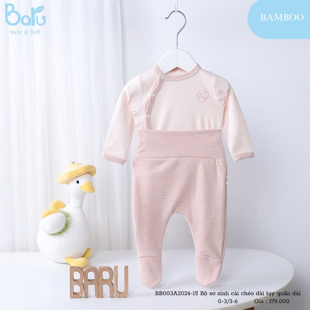 Bộ sơ sinh cài chéo dài tay quần dài