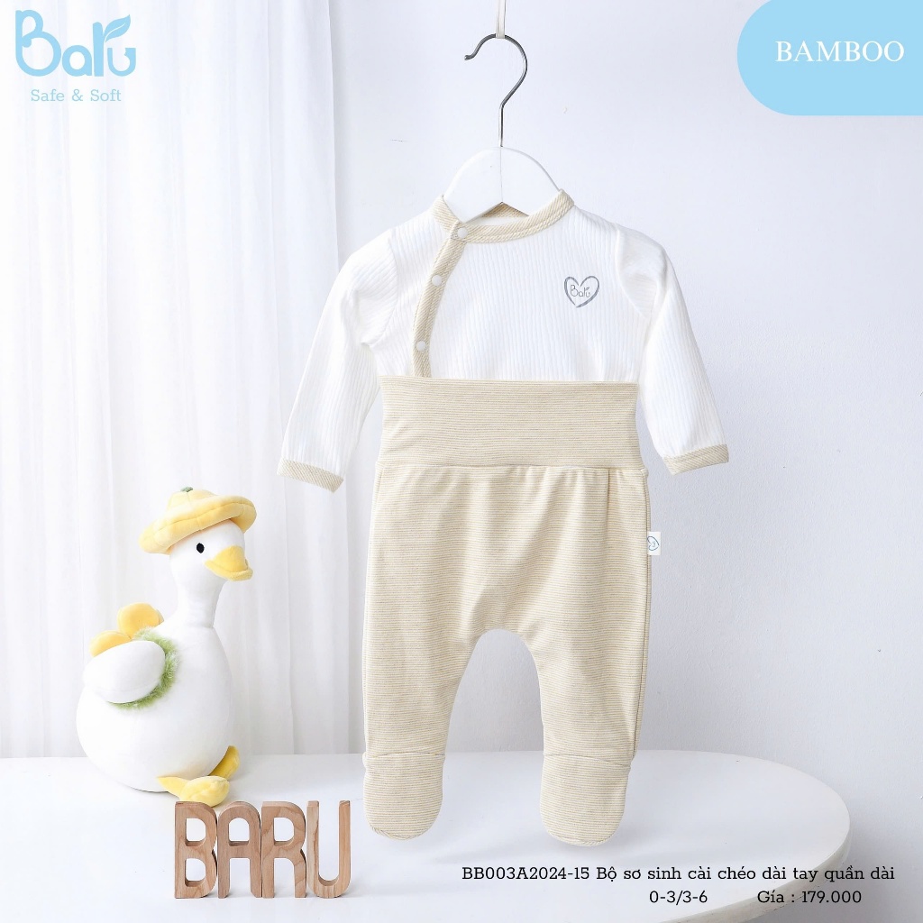 Bộ sơ sinh cài chéo dài tay quần dài