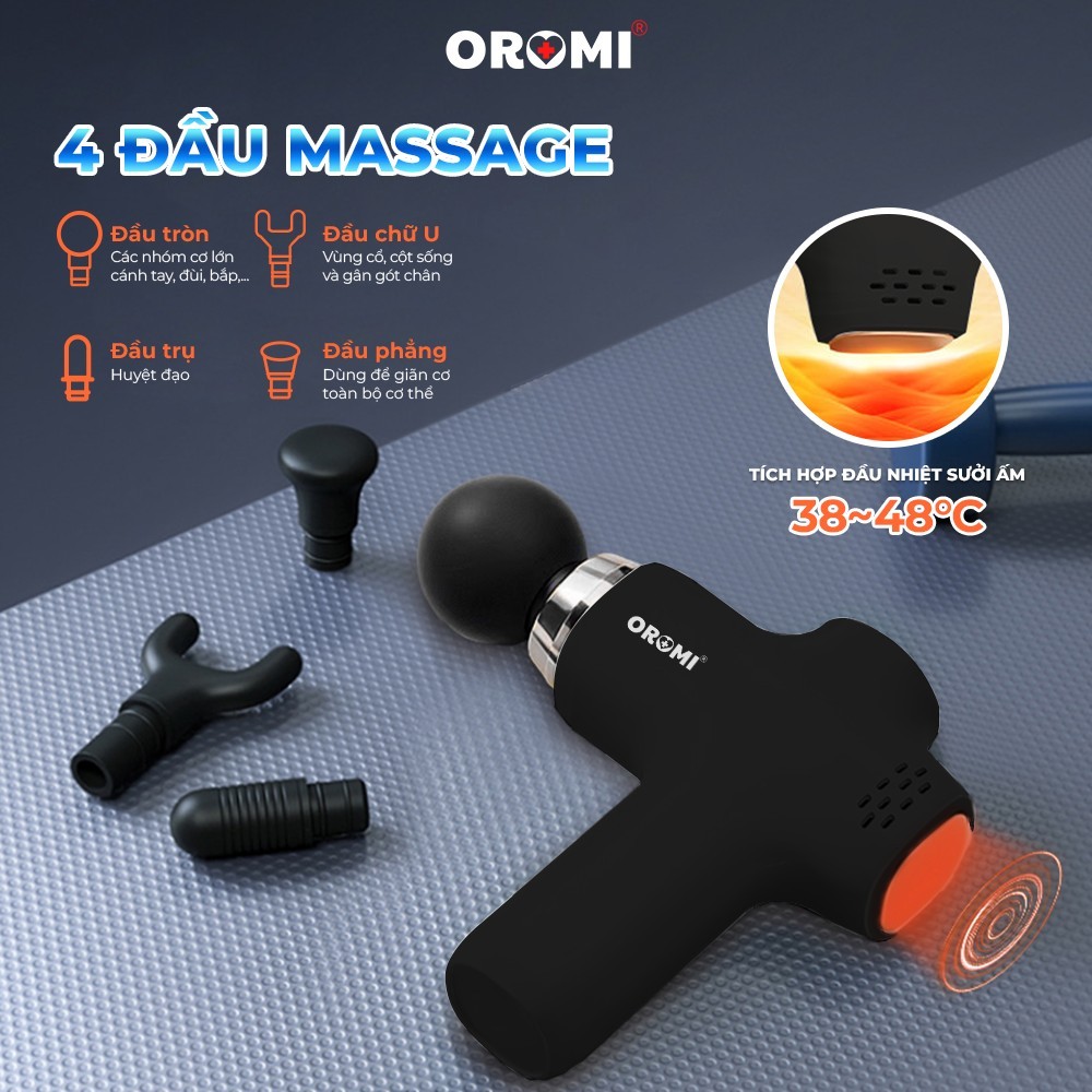 Máy Massage Nhiệt Nóng Cầm Tay OROMI ORM-KT-5H - Súng matxa giảm đau mỏi cơ bắp, lưng vai cổ
