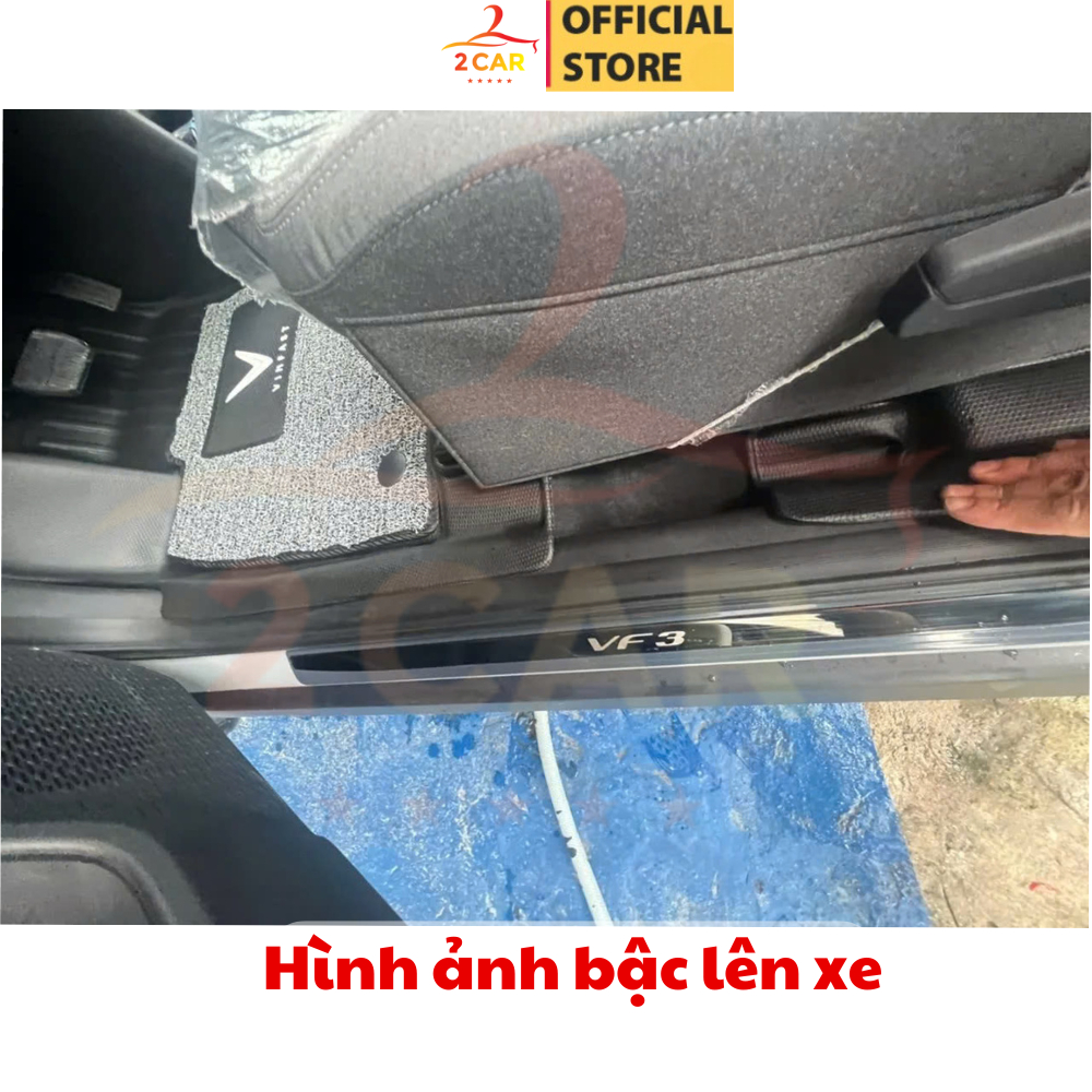 Ốp bậc cửa, nẹp bước chân, chống trầy cốp trong ngoài xe Vinfast VF3 vân Titan _2CAR
