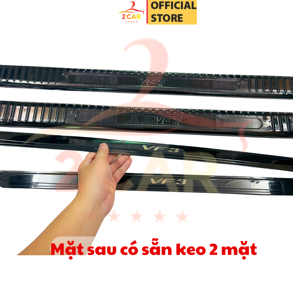 Ốp bậc cửa, nẹp bước chân, chống trầy cốp trong ngoài xe Vinfast VF3 vân Titan _2CAR