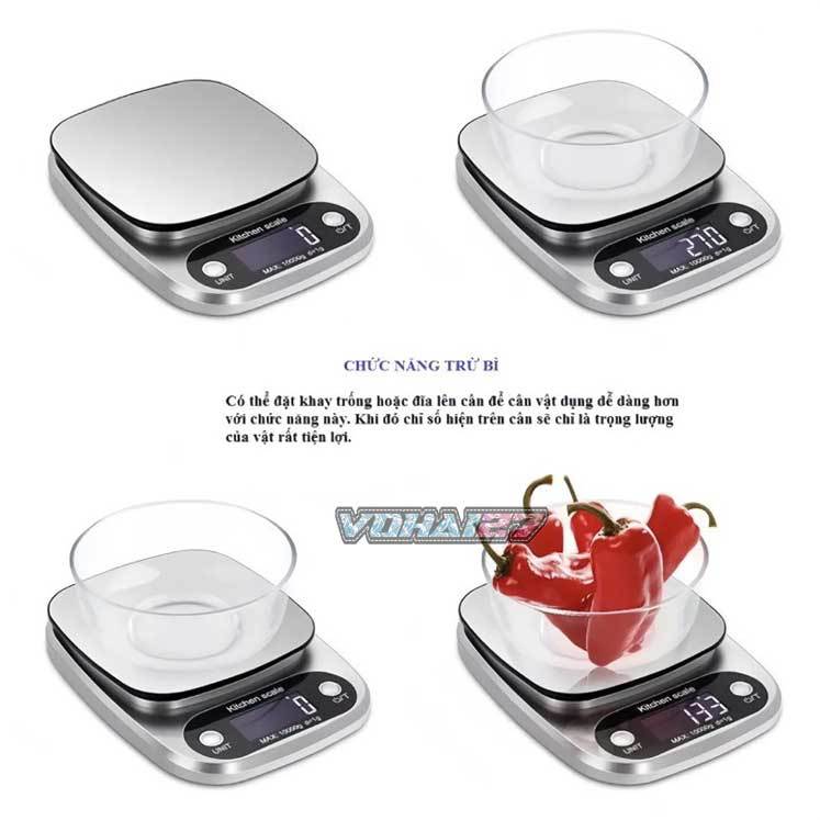 Cân điện tử mini, Cân tiểu ly nhà bếp, Cân làm bánh, chất liệu inox cao cấp, định lượng 1g - 10kg - Cân C305