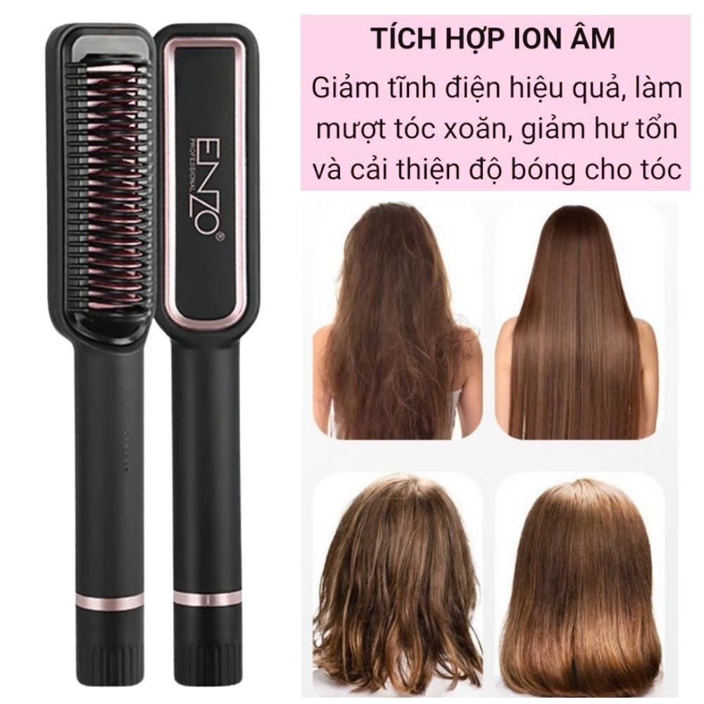 Ảnh Lược điện ENZO 4113 duỗi tóc thẳng ion âm bảo vệ tóc suôn mượt-tạo kiểu chuyên nghiệp BH 5 NĂM 1