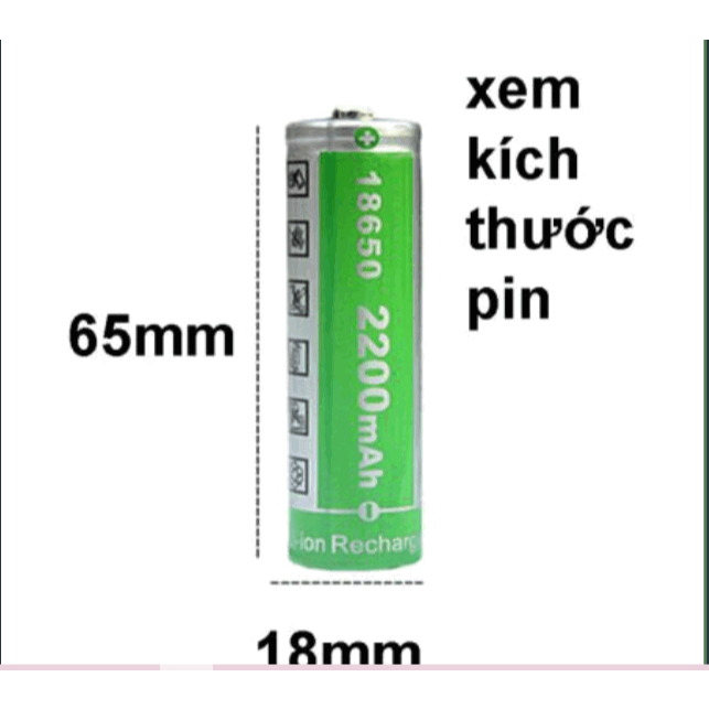 Pin Sạc 18650 2200Mah 4.2V Đầu Nhọn Dung Lượng Chuẩn (Xanh Lá) | Shopee ...