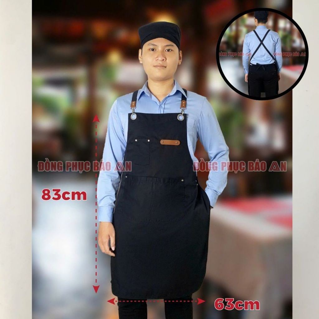 Tạp Dề phối da Cao Cấp 2 lớp, Tạp dề chữ X cho Pha Chế, bartender, nhân viên phục vụ