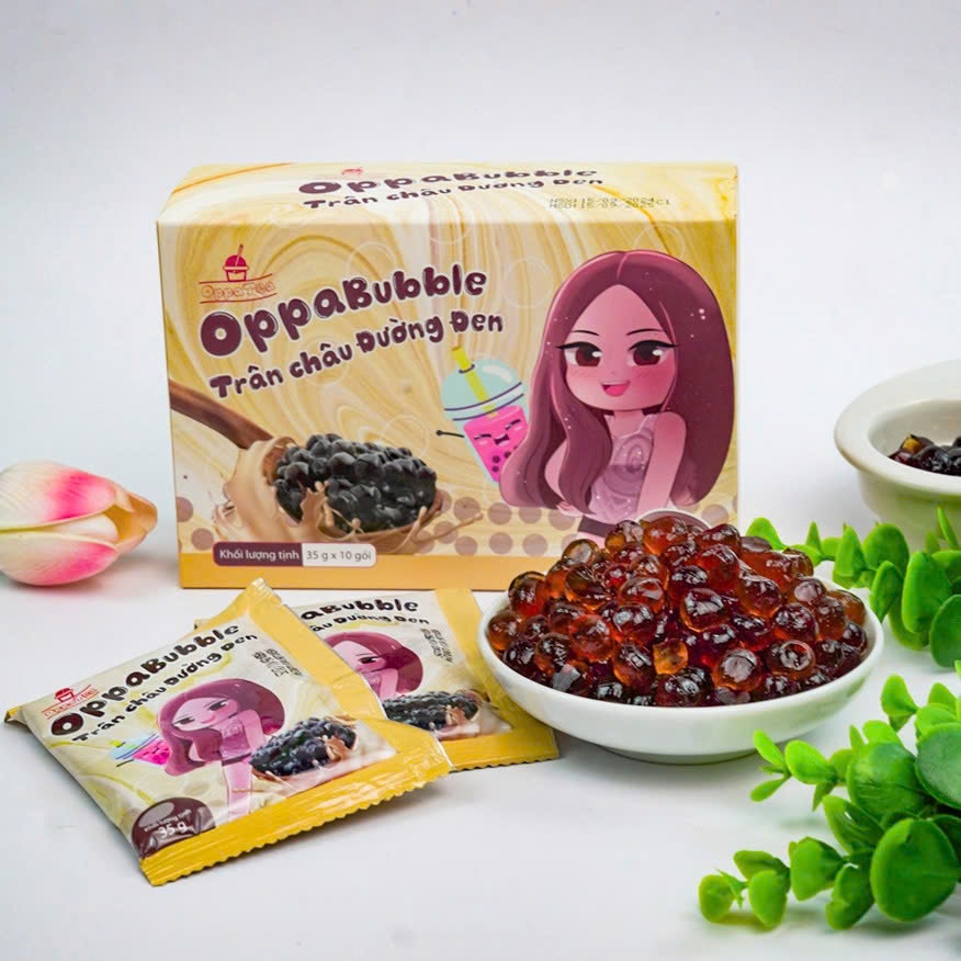 Trân Châu Ăn Liền Oppa Bubble Hộp 10 Gói 350g - Nguyên Liệu Nấu Trà Sữa, Sữa Tươi