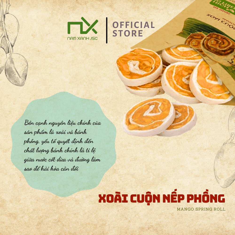 Ảnh Nam Xanh Xoài Cuộn Nếp Phồng túi 40g 2