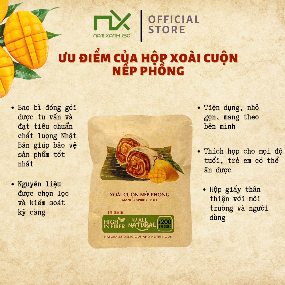 Ảnh Nam Xanh Xoài Cuộn Nếp Phồng túi 40g 3