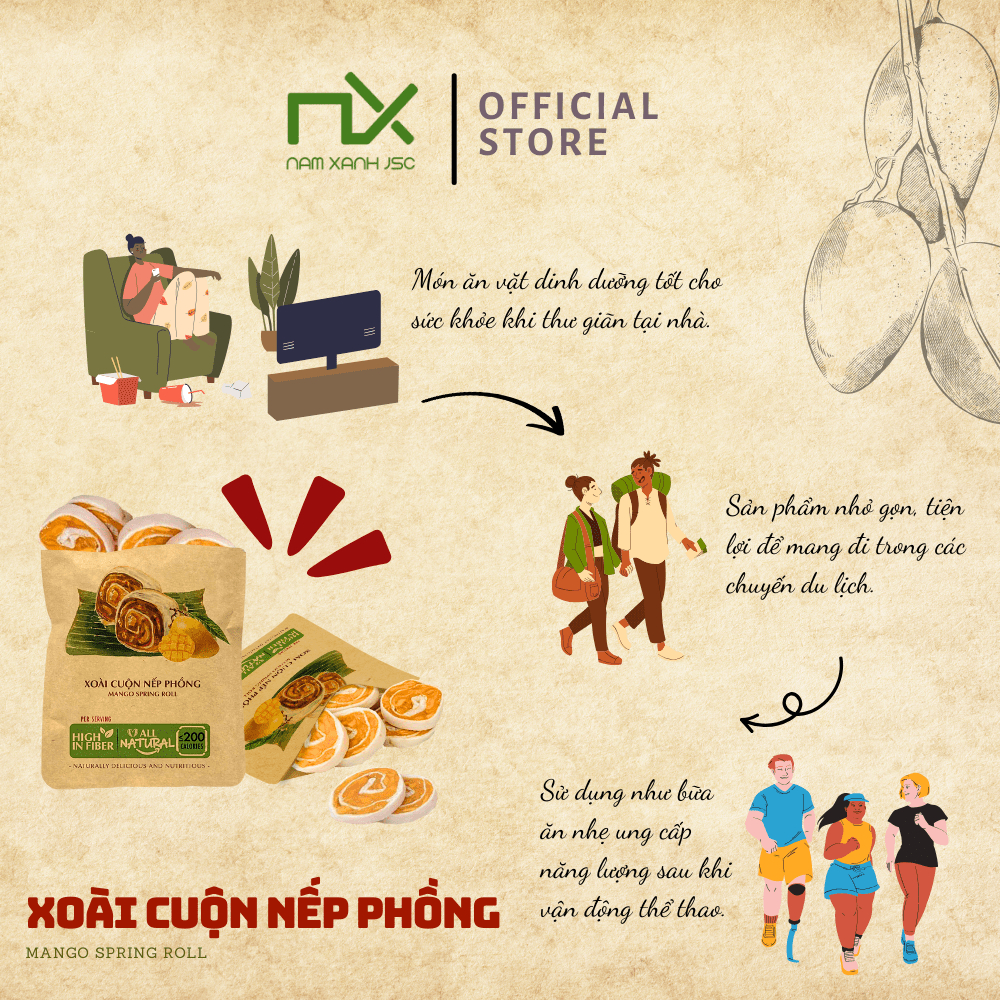 Ảnh Nam Xanh Xoài Cuộn Nếp Phồng túi 40g 1
