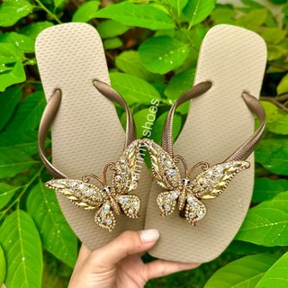 [Mũi Vuông-charm Bứm gold] DÉP XỎ NGÓN NỮ GẮN CHARM BỨM VÀNG (GOLD) LẤP LÁNH MIX 18 MÀU ĐẾ CAO SU ÊM ÁI