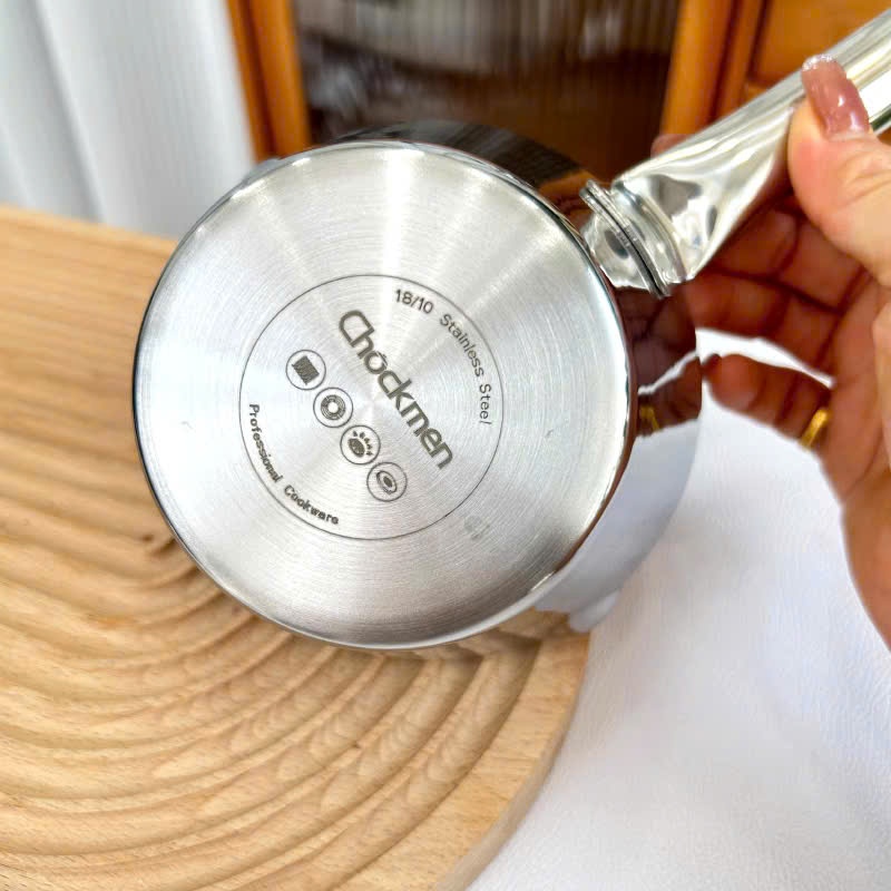 Quánh Chảo Mini Có Nắp Kính, Nồi Mini Inox Chockmen 12.5cm, Nồi Nấu Cháo Chockmen CKM27 CKM27N