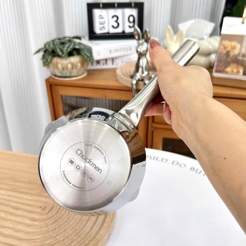 Quánh Chảo Mini Có Nắp Kính, Nồi Mini Inox Chockmen 12.5cm, Nồi Nấu Cháo Chockmen CKM27 CKM27N