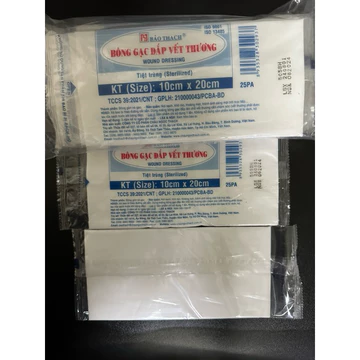 ✅[TÚI 10 MIẾNG SIZE 10x20cm] Băng Bông Gạc y tế Đắp Vết Thương tiệt trùng Bảo Thạch,băng gạc kèm bông gạc đắp vết thương