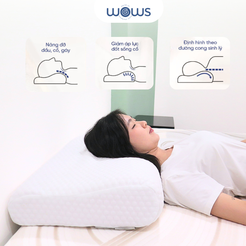 Ảnh WOWS - Gối Memory Foam Cao Cấp Ergo+ - Gối Công Thái Học Nâng Đỡ Cổ Vai Gáy - Thiết Kế Lượn Sóng 3
