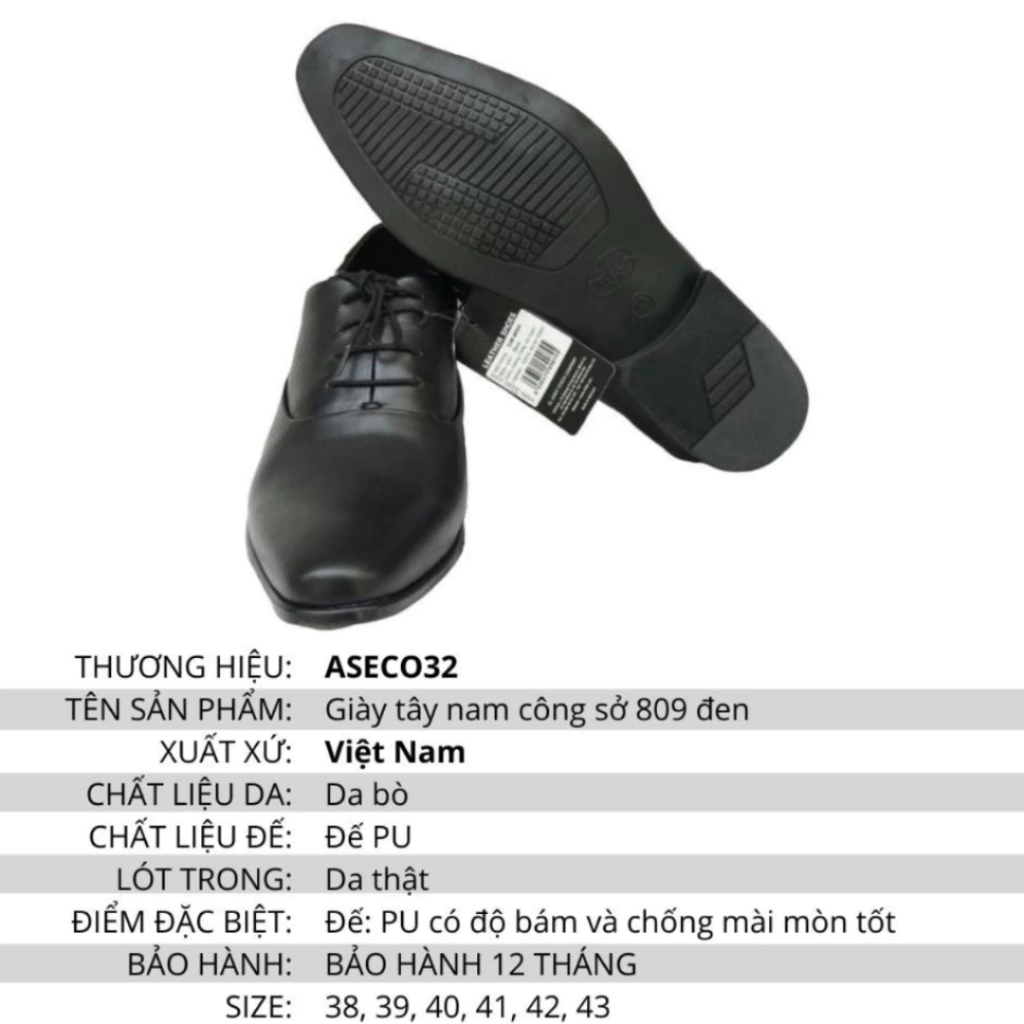 Giày Tây Nam Da Bò Thật Có Khâu Đế Bảo Hành 12 Tháng 809