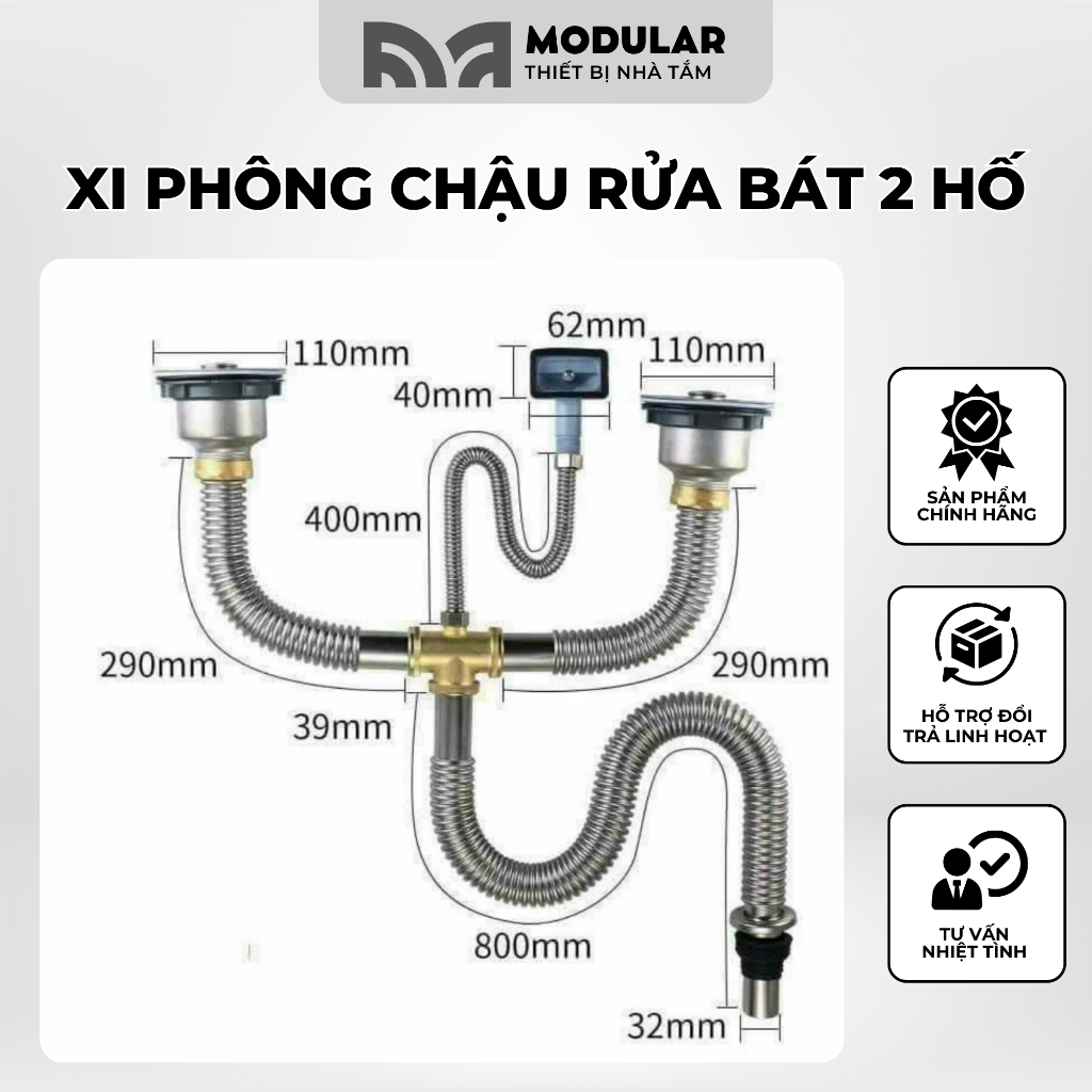 Xi Phông Chậu Rửa Bát 2 Hố Chất Liệu Inox Cao Cấp Kiểu Chun Uốn, Bẻ ...