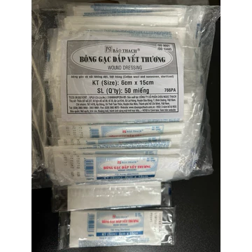 ✅[TÚI 50 MIẾNG] Băng Bông Gạc y tế Đắp Vết Thương tiệt trùng 6x15cm Bảo Thạch,bông băng gạc y tế đắp vết thương 6x15cm