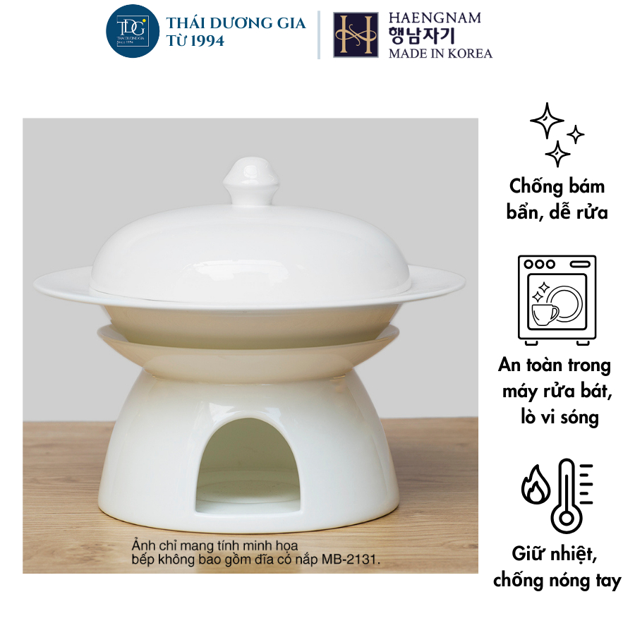 Bếp nến giữ nhiệt thức ăn sứ xương Hàn Quốc Haengnam CF6104