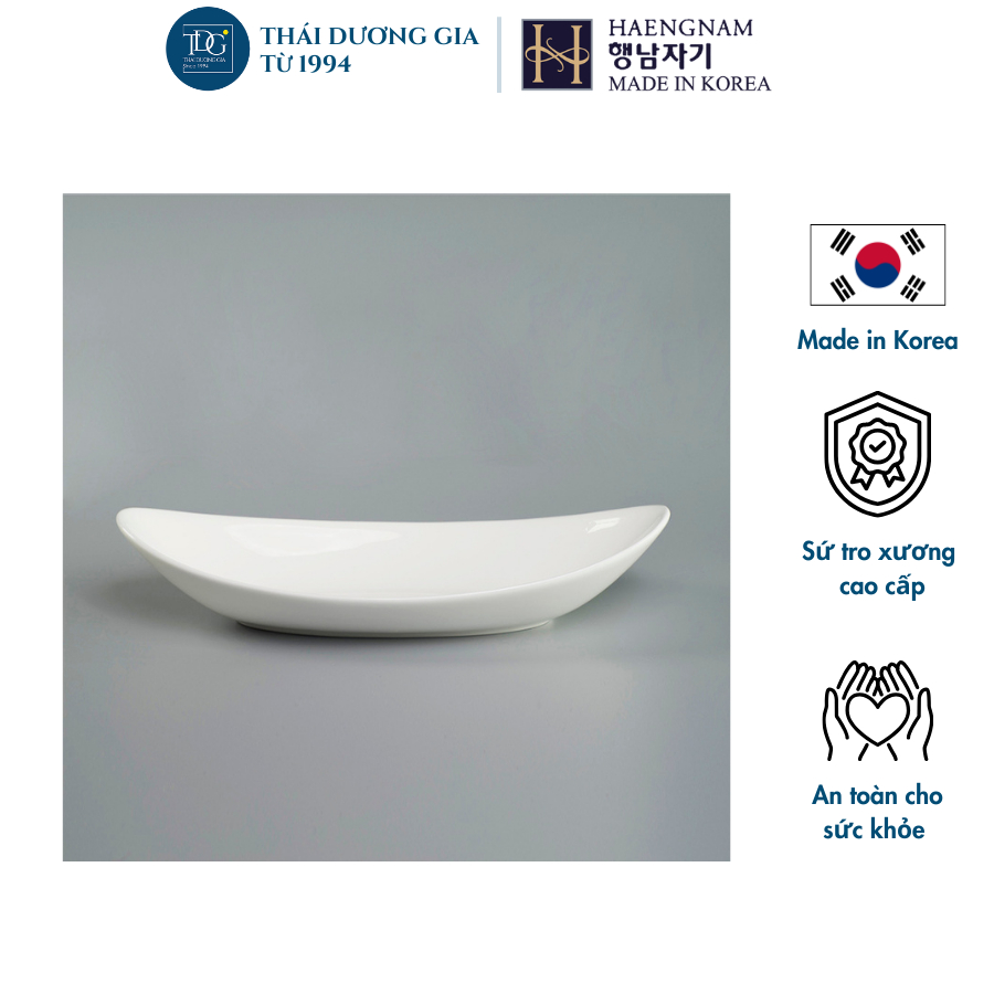 Đĩa dáng thuyền sâu lòng 32,5cm trắng sứ tro xương Hàn Quốc Haengnam MB-1152