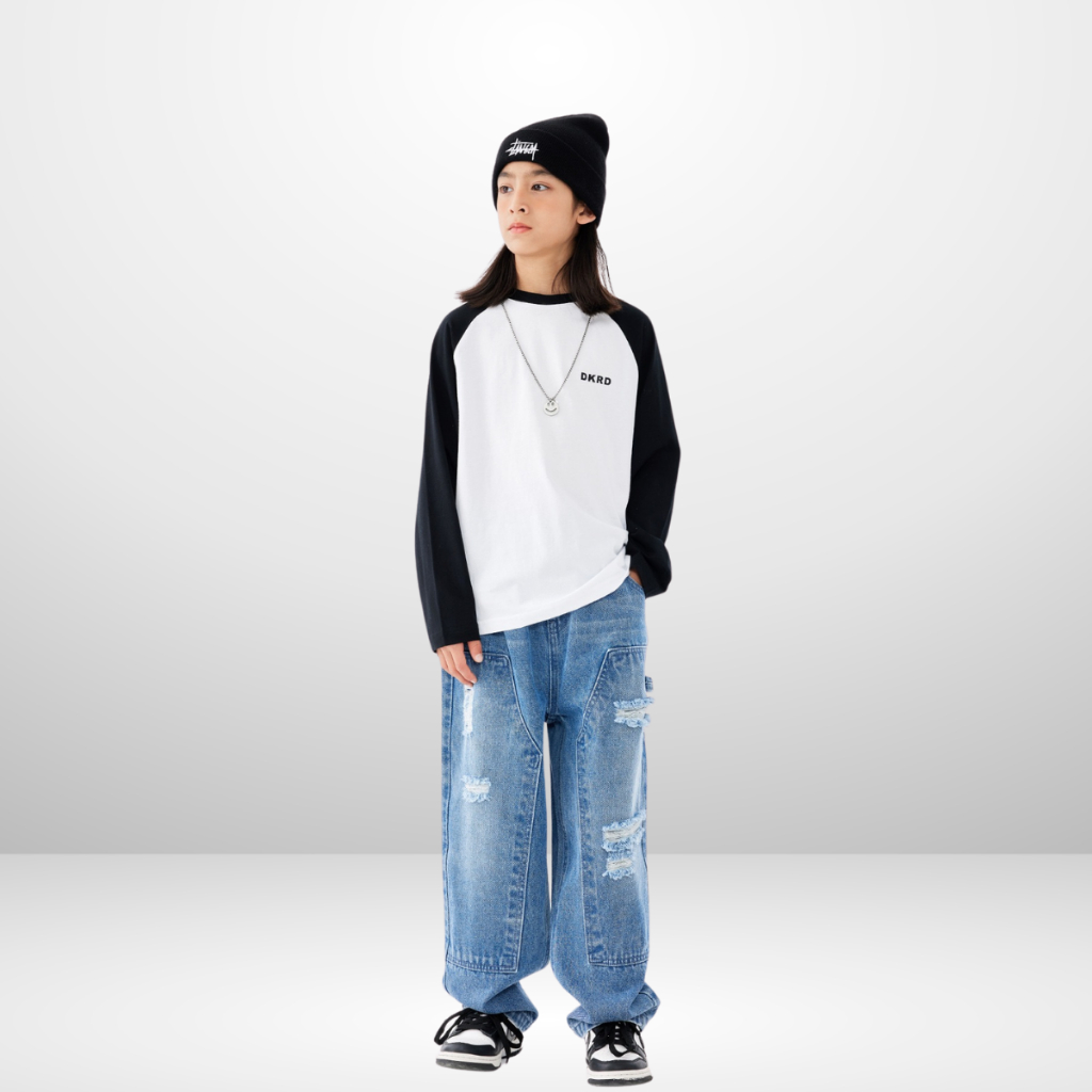 Áo Thun Dài Tay Xuân Thu Cho Bé Trai, Bé Gái In Hình Năng Động, Cổ Tròn | JJ Kids Fashion