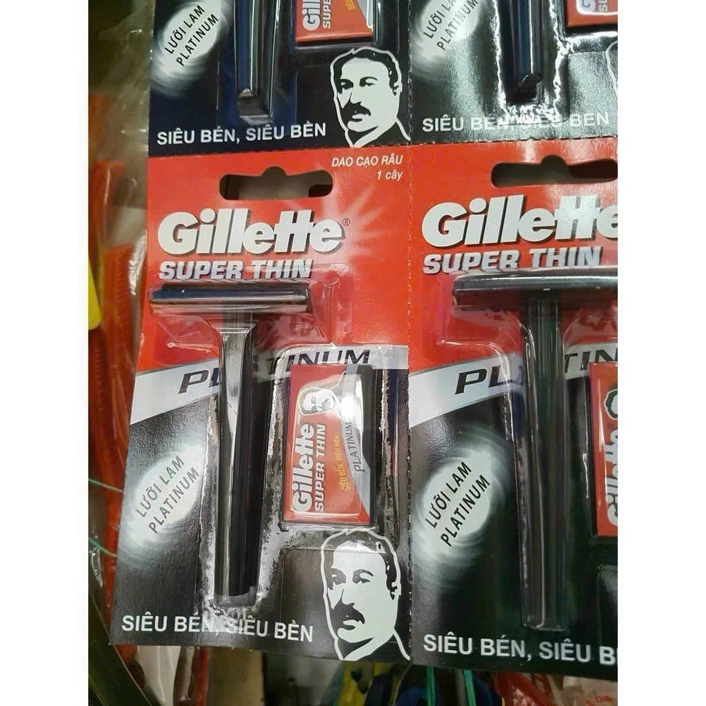 Dao cạo râu Gillette đen kèm lưỡi dao thép không gỉ, an toàn, sử dụng dễ dàng, làm sạch tốt