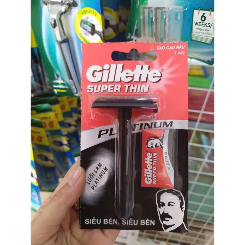 Dao cạo râu Gillette đen kèm lưỡi dao thép không gỉ, an toàn, sử dụng dễ dàng, làm sạch tốt