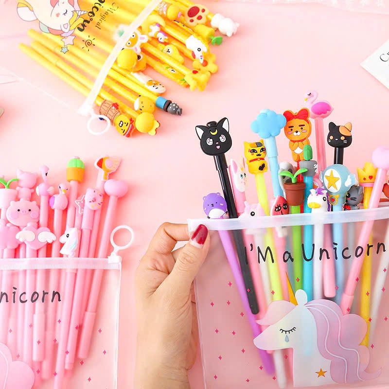 Combo 20 cây bút gel nước dễ thương nhiều màu nhiều hình Unicorn ngòi 0.5mm
