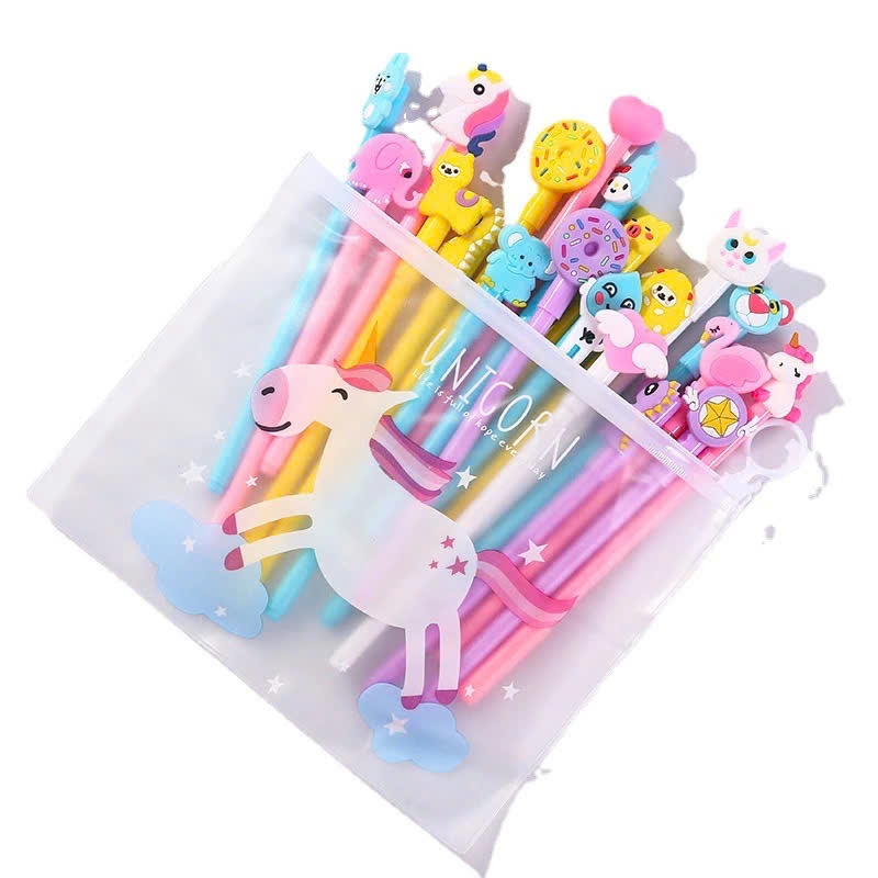 Combo 20 cây bút gel nước dễ thương nhiều màu nhiều hình Unicorn ngòi 0.5mm