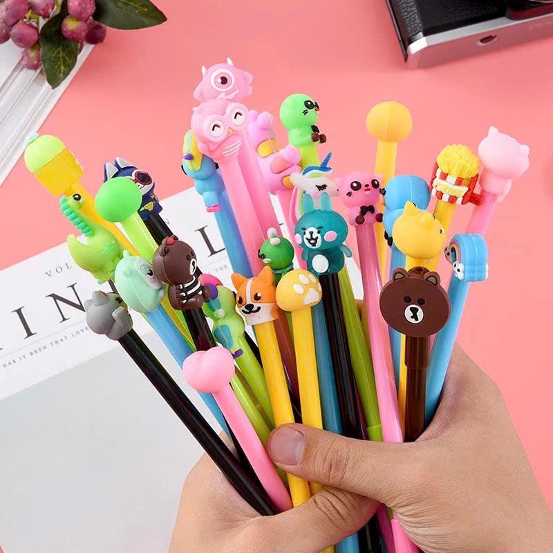 Combo 20 cây bút gel nước dễ thương nhiều màu nhiều hình Unicorn ngòi 0.5mm