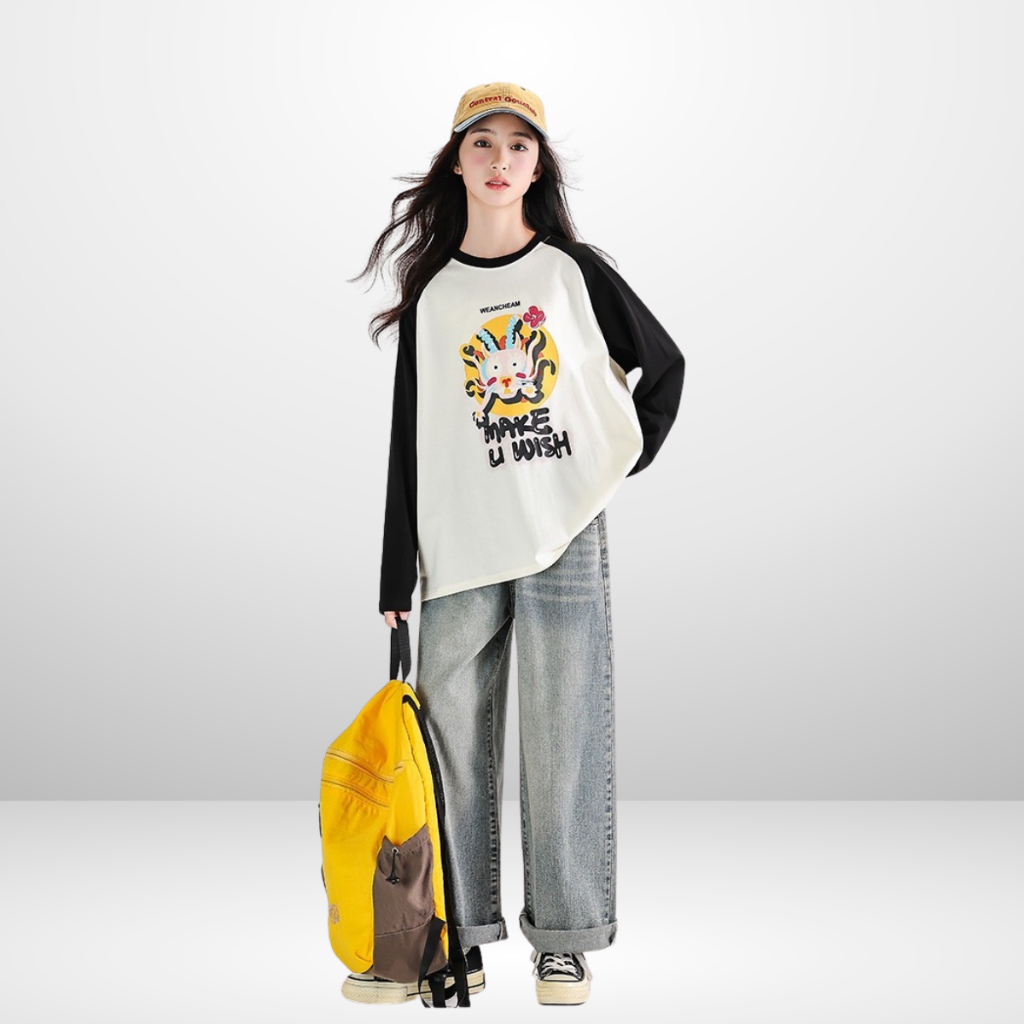 Áo Thun Dài Tay Xuân Thu Cho Bé Trai, Bé Gái In Hình Năng Động, Cổ Tròn B594 | JJ Kids Fashion
