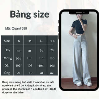 247Store - Quần Jean Dáng Suông Nữ Màu Xanh Bạc Ánh Rêu Ống Rộng  Quan7599