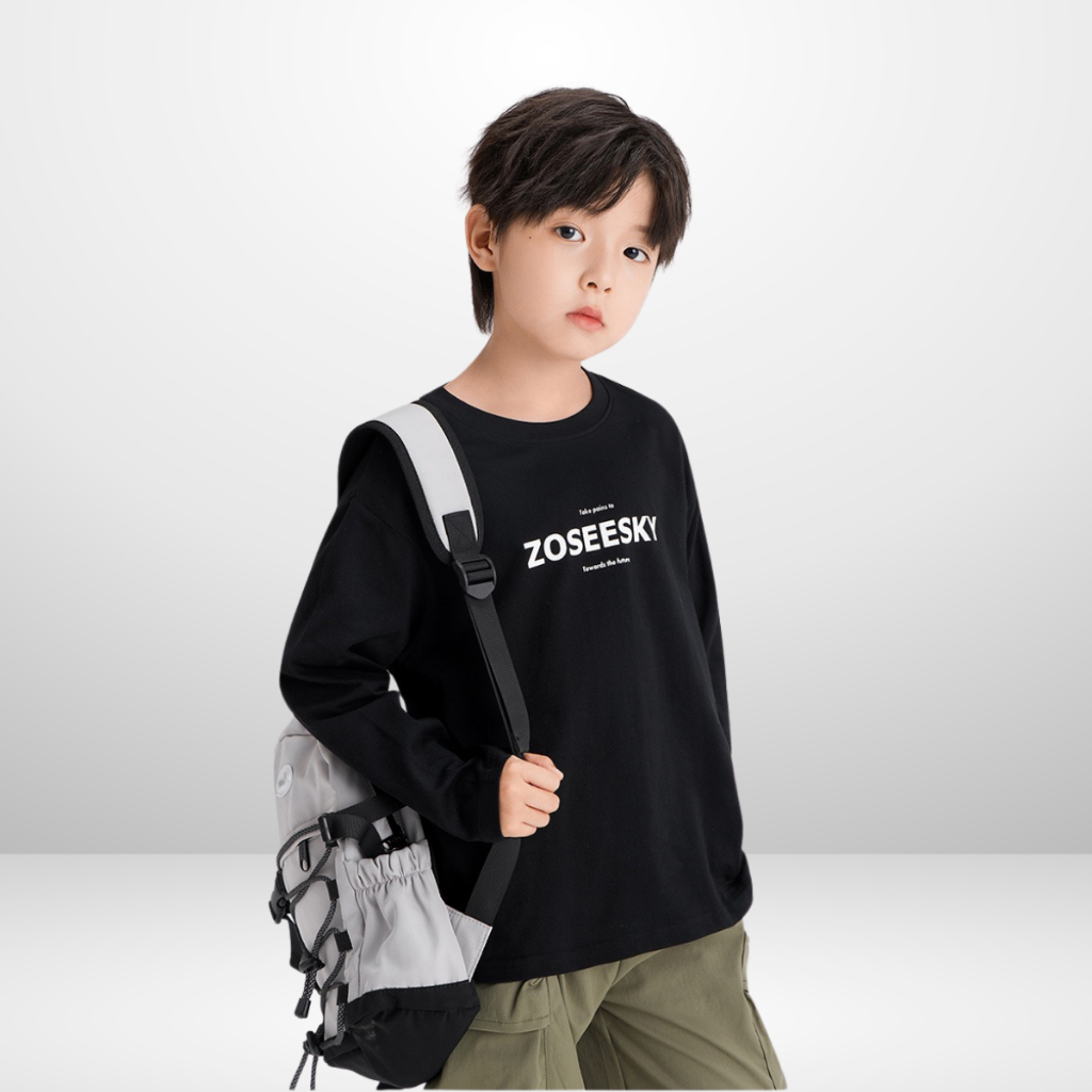 Áo Thun Dài Tay Xuân Thu Cho Bé Trai, Bé Gái In Hình Năng Động, Cổ Tròn | JJ Kids Fashion