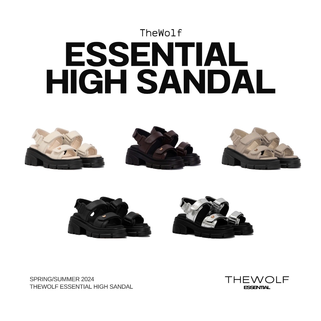 Ảnh THEWOLF Giày Tăng Chiều Cao Sandal NamNữ THEWOLF ESSENTIAL HIGH SANDAL Đế Cao Lót Êm Ái Quai Dán-Đen Kem Beige Nâu Bạc 1
