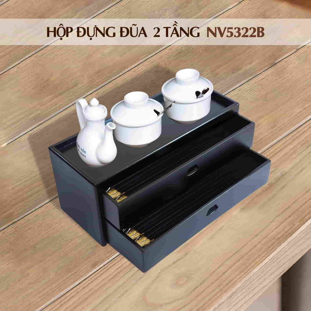 Hộp Đựng Đũa Muỗng 2 tầng Cao Cấp Bằng Gỗ Sồi Kiểu Nhật Siếu Bền Dùng Cho Nhà Hàng Quán Ăn Gỗ Sỗi
