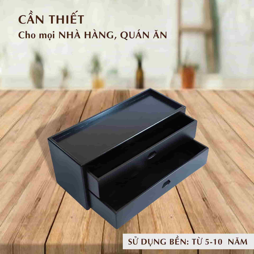 Hộp Đựng Đũa Muỗng 2 tầng Cao Cấp Bằng Gỗ Sồi Kiểu Nhật Siếu Bền Dùng Cho Nhà Hàng Quán Ăn Gỗ Sỗi
