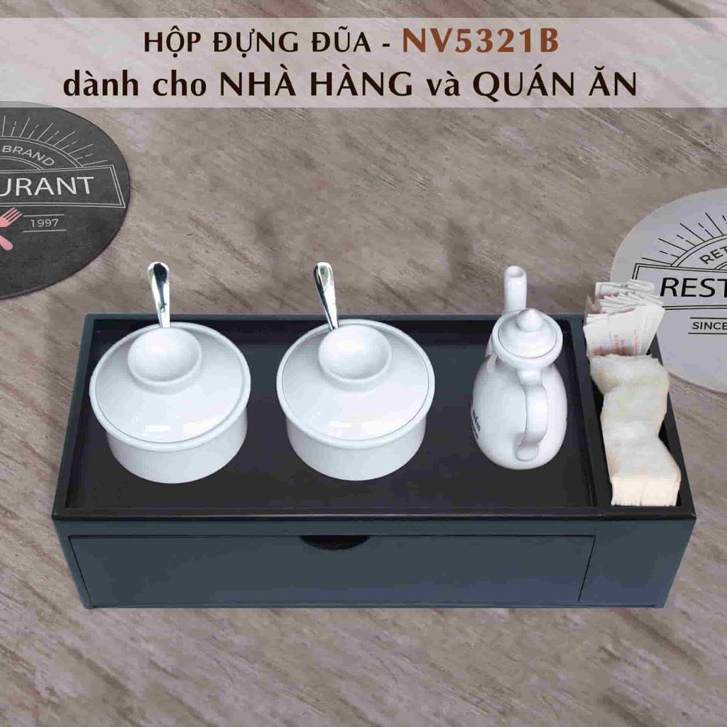 Hộp Đựng Đũa Muỗng Đa Năng Bằng Gỗ Sồi Cao Cấp NV5321