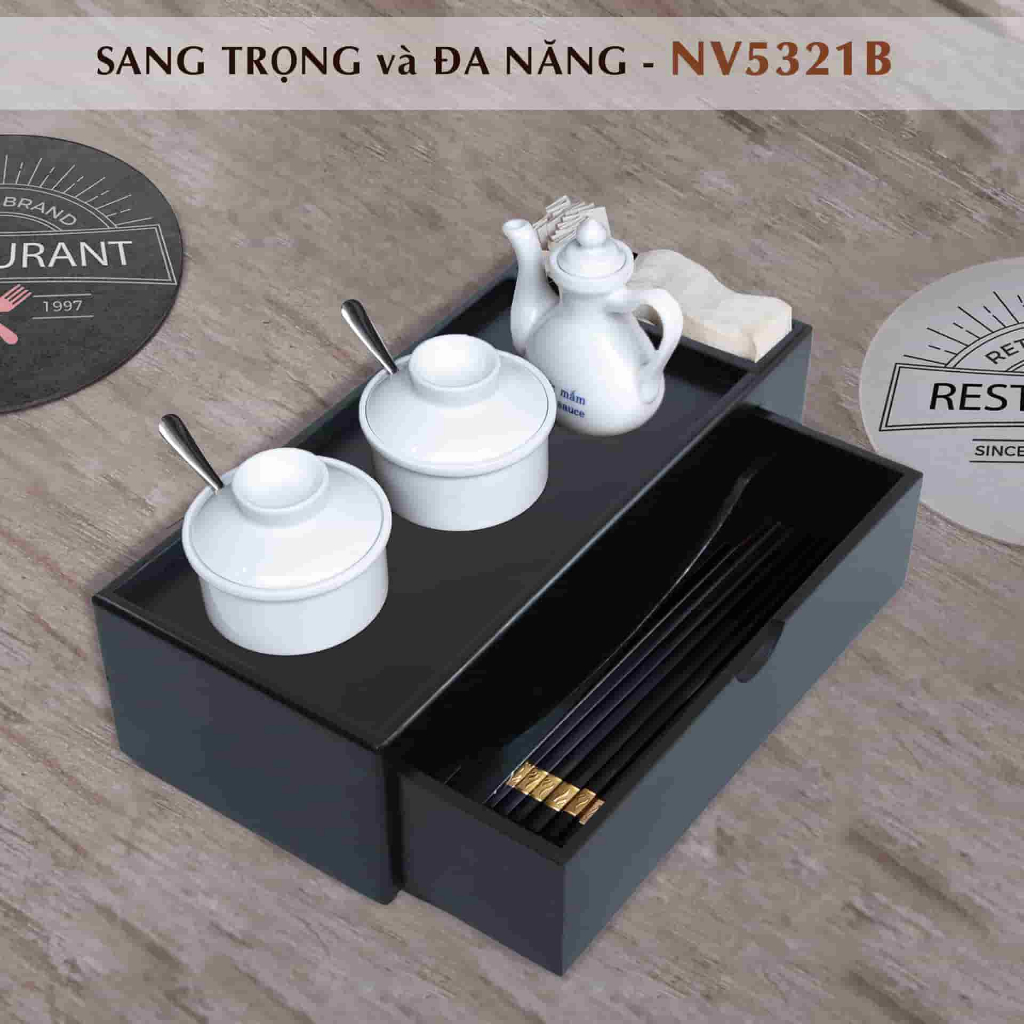 Hộp Đựng Đũa Muỗng Đa Năng Bằng Gỗ Sồi Cao Cấp NV5321