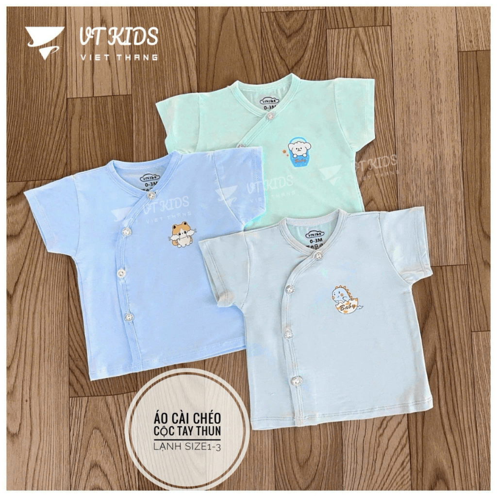 Set 5 Áo cộc tay sơ sinh chất thun lạnh vải màu VT in hoạ tiết cho bé sơ sinh 0 - 9 tháng [AL01] Đậu Đậu Store