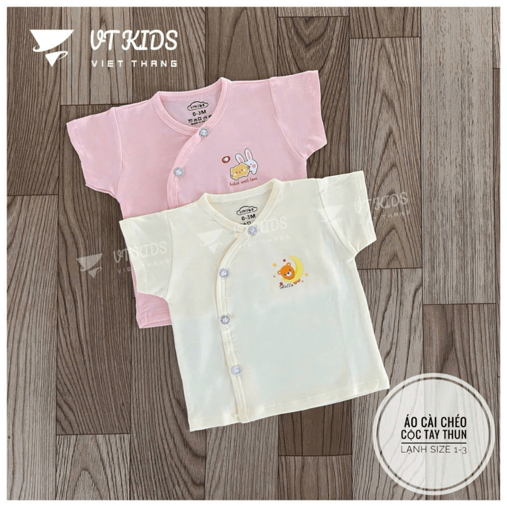 Set 5 Áo cộc tay sơ sinh chất thun lạnh vải màu VT in hoạ tiết cho bé sơ sinh 0 - 9 tháng [AL01] Đậu Đậu Store