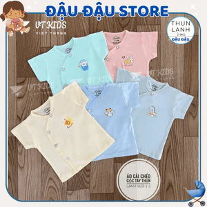 Set 5 Áo cộc tay sơ sinh chất thun lạnh vải màu VT in hoạ tiết cho bé sơ sinh 0 - 9 tháng [AL01] Đậu Đậu Store