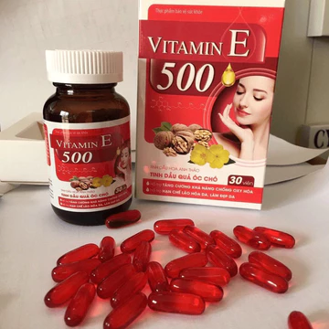 Vitamin E 500, E đỏ tinh dầu quả óc chó, chống oxy hóa, chống lão hóa da, bổ sung vitamin e, sáng da, đẹp da