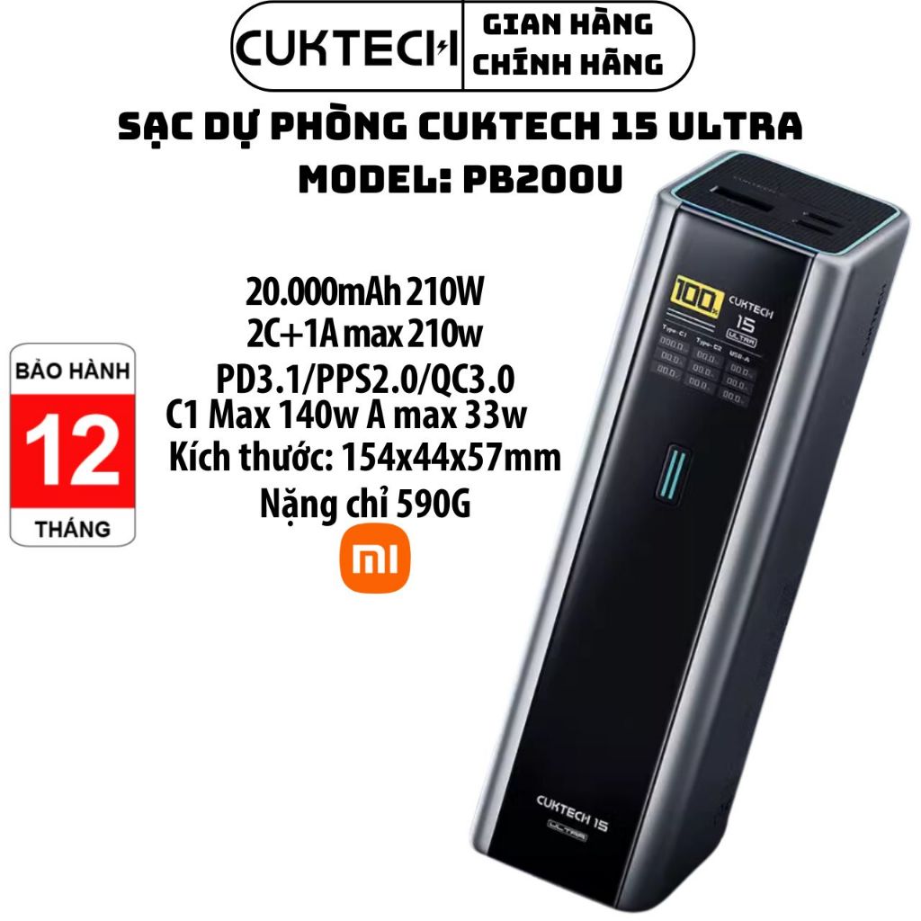 Power Bank CUKTECH 15 Ultra - 20000mAh 210W - Ricarica Rapida USB-C PD3.1 Per Laptop E Smartphone - Foto 13