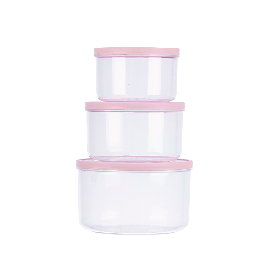 Bộ 3 Hộp Thực Phẩm Tròn Hokori 6528, Hộp nhựa bảo quản thực phẩm trong tủ lạnh Việt Nhật cao cấp