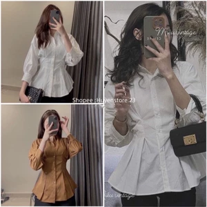 Áo sơ mi chiết eo tôn dáng siêu sang có size
