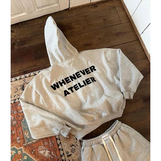 Áo Hoodie Zip Boxy WHENEVER ATELIER BASIC ZIP Bốn Màu Đen / Trắng / Xám / Xanh Blue(Tặng kèm túi vải Whenever )