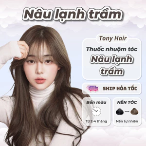 Thuốc nhuộm tóc NÂU LẠNH Trầm không tẩy, lên từ nền đen, tặng kèm trợ nhuộm và găng tay _ Tony Hair