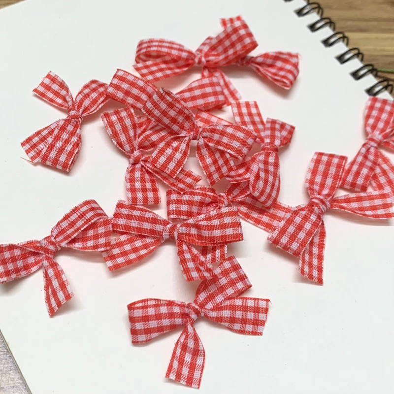 Set nơ caro đỏ trang trí phụ kiện giáng sinh lễ hội diy cực dễ thương ...