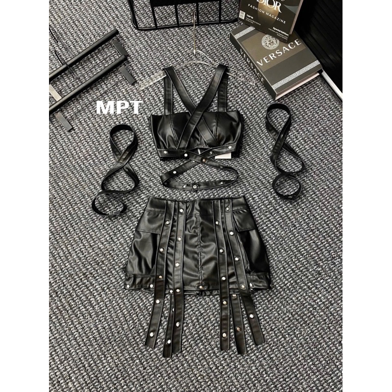 Set váy da siu chất đi bar đi tiệc cá tính sexy